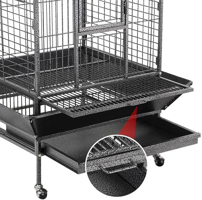 Yaheetech 63'' Bird Cage with Stand Wrought Iron Rolling Open Play Top Large - Image 8