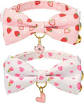 2 Pack Floral Cat Collars with Bow Tie and Bell Adjustable Breakaway Bowtie by Ewinoom