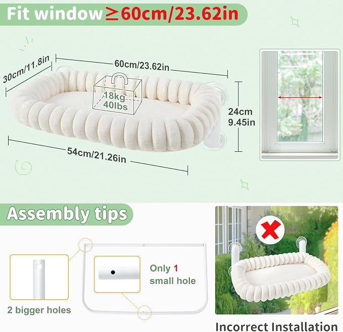 Sunhoo Cat Window Perch Bed Foldable Kitty Windowsill Hammock Shelf Seat Large - Image 4