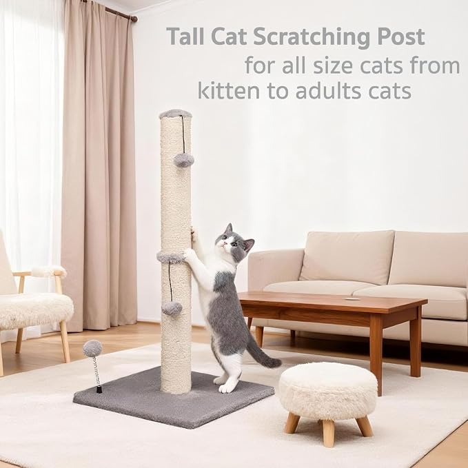 MECOOL 34“ Tall Cat Scratching Post Premium Basics Kitten Scratcher Sisal - Image 6