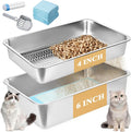 23.6''x15.7''x6'' Stainless Steel Sifting Litter Box, XL Large Metal Sifting by homegroove