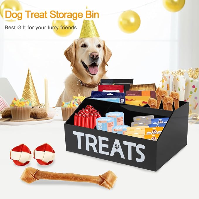 Dog Treat Organizer, 4 Compartments Dog Treat Station, Trapezoid Dog Treat - Image 4