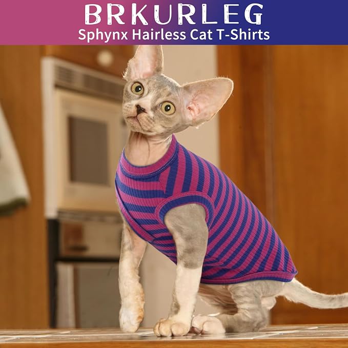 BRKURLEG Sphynx Hairless Cats Shirt Puppy Clothes Soft Cotton T-Shirts Cute - Image 3