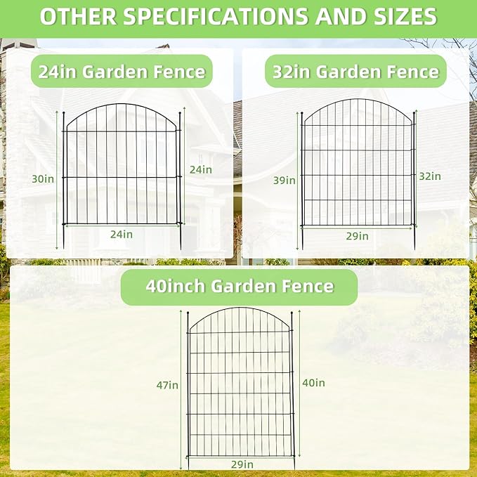 Decorative Garden Fence 40in x 30in, 10 Pack No Dig Fence Animal Barrier - Image 8