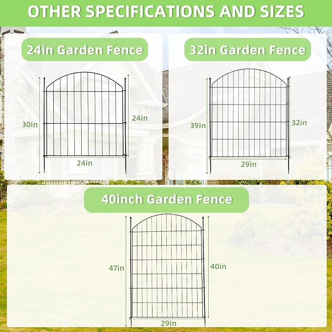 Decorative Garden Fence 32in x24ft, 10 Pack No Dig Fence Animal Barrier - Image 7