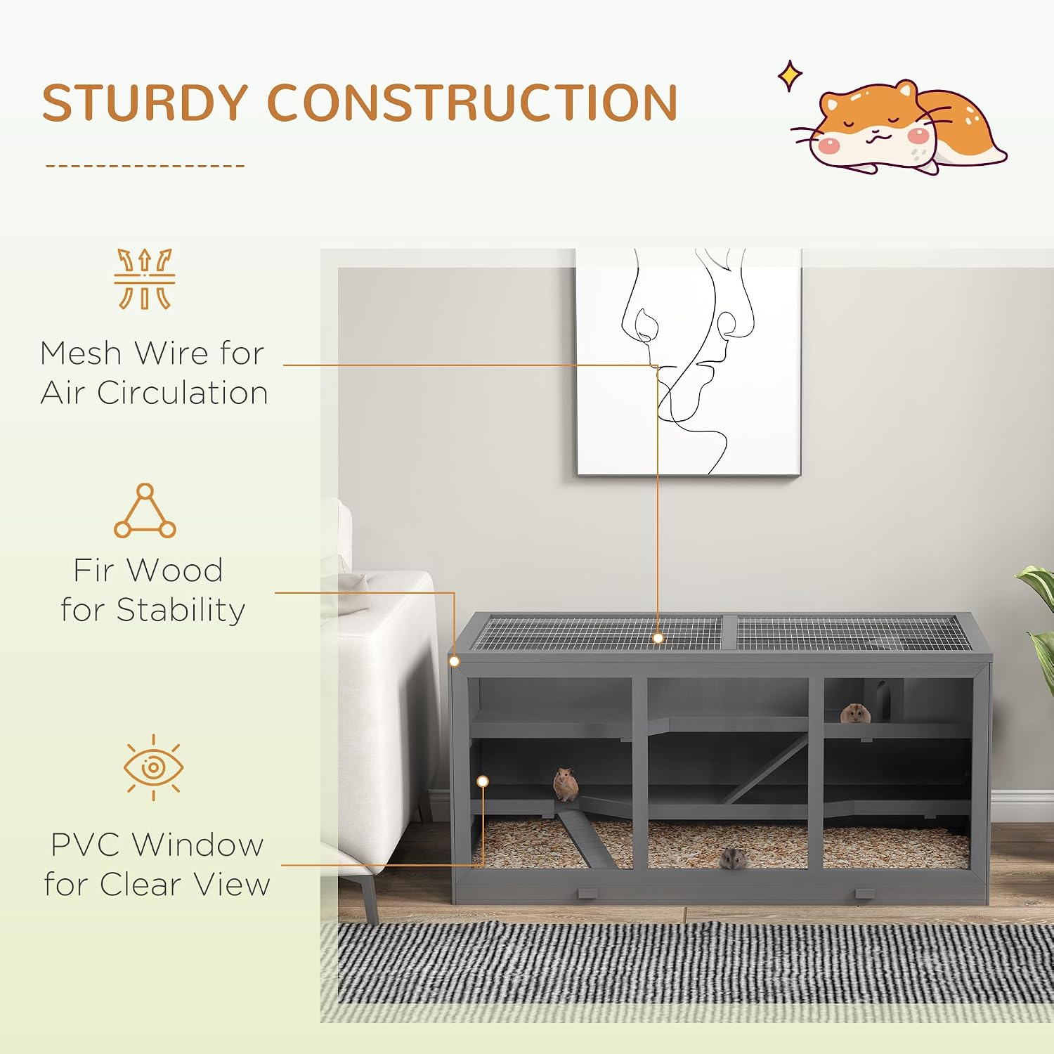 Natural Wood Small Animal Habitat with Multiple Levels - GlobalHabitat Supply
