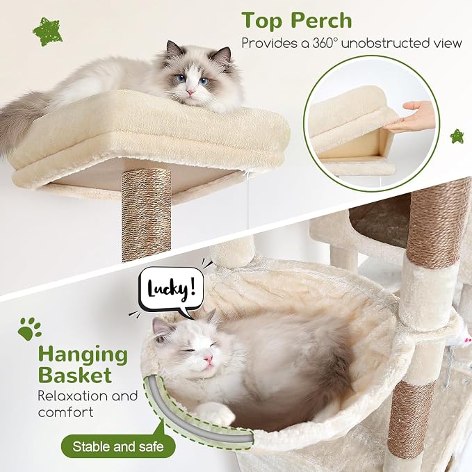 Globlazer Extra Large Cat Tower, 81-inch Tall Cat Tree - Image 5