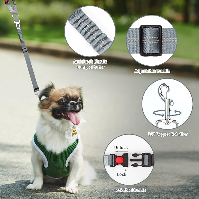 BWOGUE Pet Dog Cat Seat Belt Reflective Car Dog Headrest Restraint Leash - Image 4