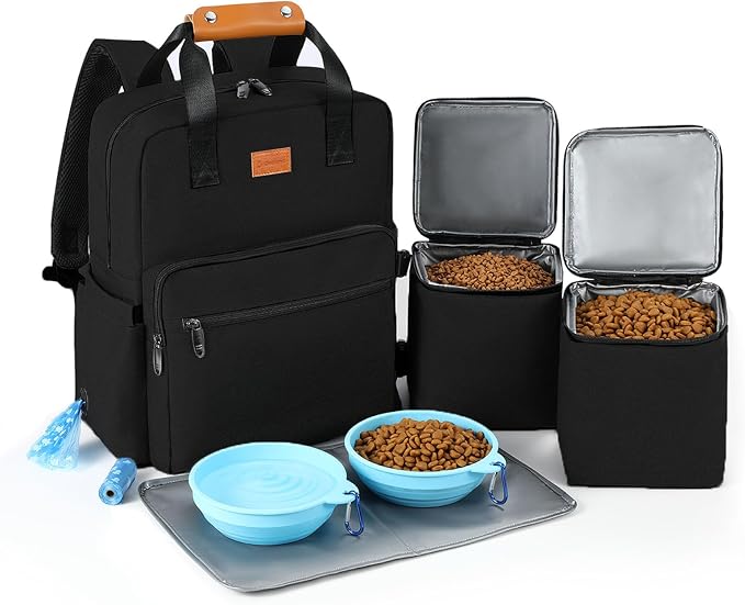 Dog Travel Bag All-in-One Set: DELOMO 25L Airline Approved Dog Travel Backpack by DELOMO