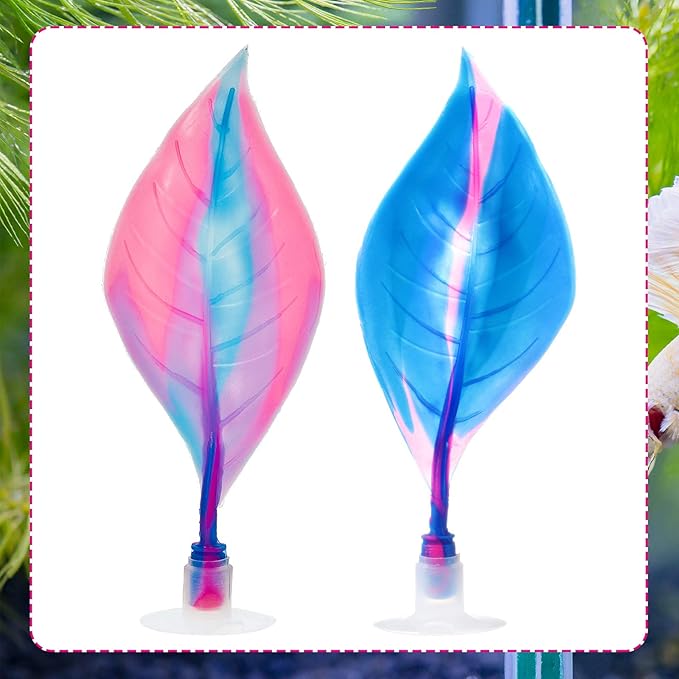 WILLBOND 2 Pcs Blue Pink Silicone Betta Fish Bed Leaf Hammock Betta Fish Tank - Image 4