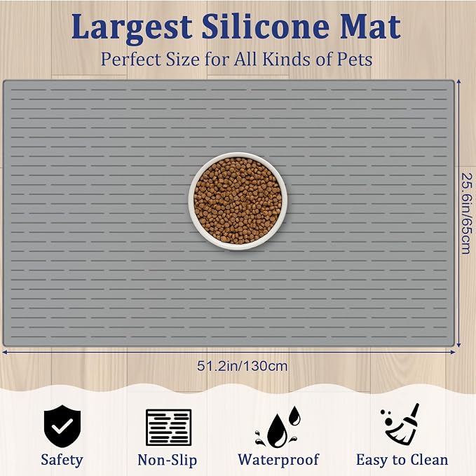 XXXXL Largest Pet Food Mat, 51.2"x25.6" Silicone Dog Mats - Image 2
