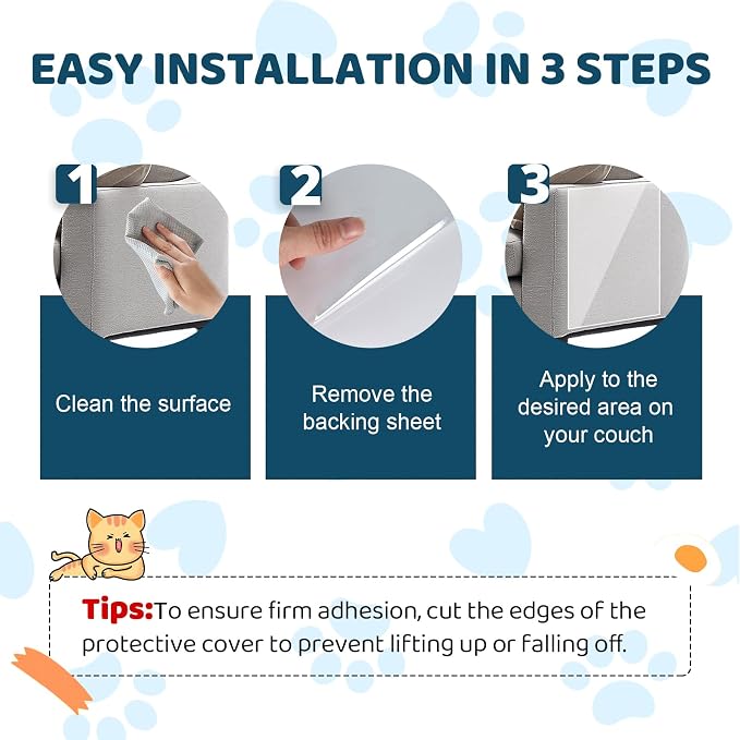 Cat Scratch Furniture Protector, Cat Scratching Mat, Trimmable Self-Adhesive - Image 6