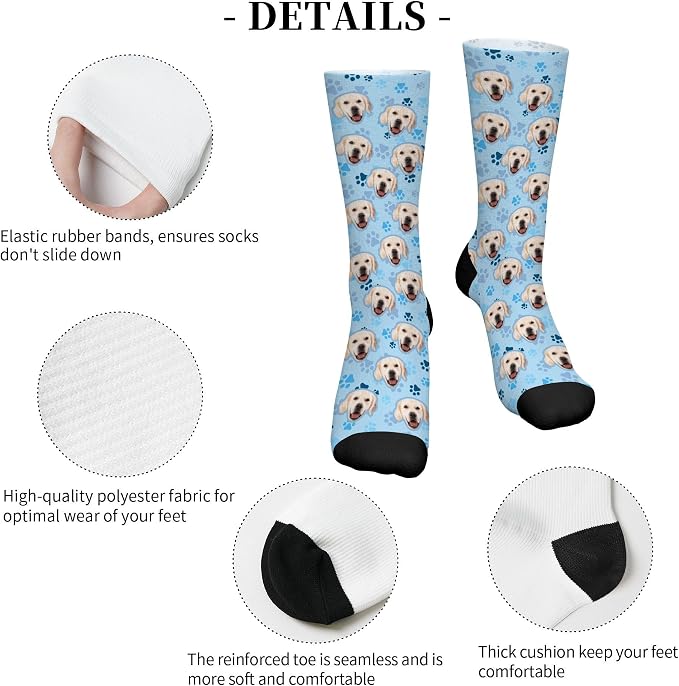 D-Story Custom Face Socks, Personalized Photo Picture on Socks, Unisex Athletic - Image 7