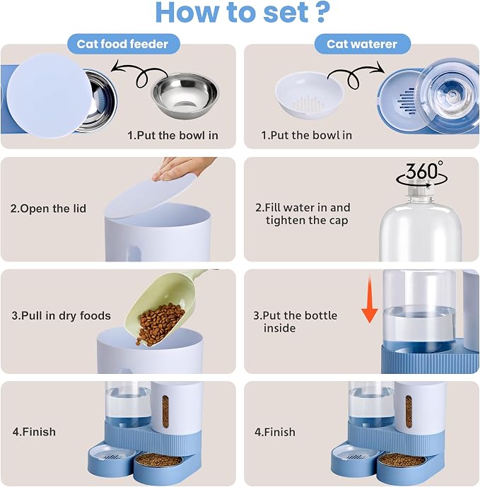 2 Pack Automatic Cat Feeder Stainless Steel Water Dispenser Gravity Food Feeder - Image 4
