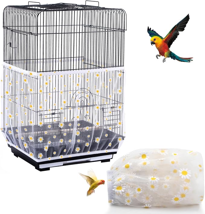 Bird Cage Seed Catcher, Seed Catcher Guard Net Cover, Parrot Nylon Mesh Net by DECKALY