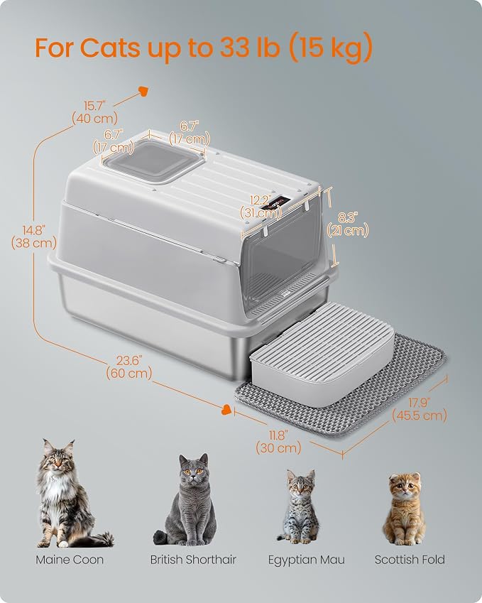 Feandrea Stainless Steel Cat Litter Box - Image 6