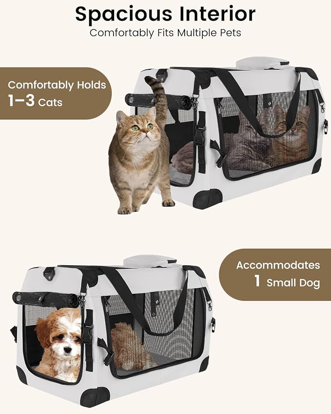Extra Large Cat Carrier for 2 Cats, Portable Soft-Sided Pet Carrier for Small - Image 3