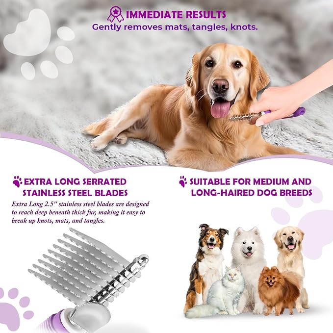 Dematting Undercoat Rake Comb for Dogs & Cats - Image 4