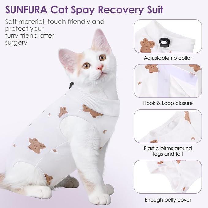 SUNFURA Cat Recovery Suit, Kitten Surgical Full Bodysuit - Image 4