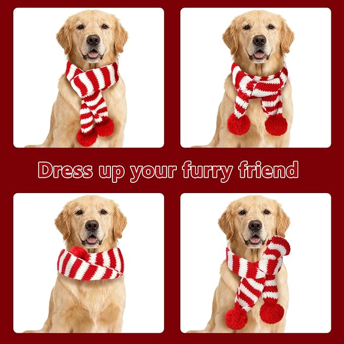 BWOGUE 2-Piece Knitted Dog Christmas Scarf & Bandana - Image 4
