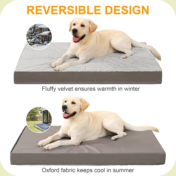 KSIIA Orthopedic Dog Bed, Waterproof, 41 x 27 Inch, Deluxe Plush, Removable - Image 4