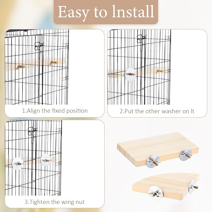 2PCS Bird Perch Platform Flat, Fan Shape and Rectangle Bird Cage Platform - Image 4