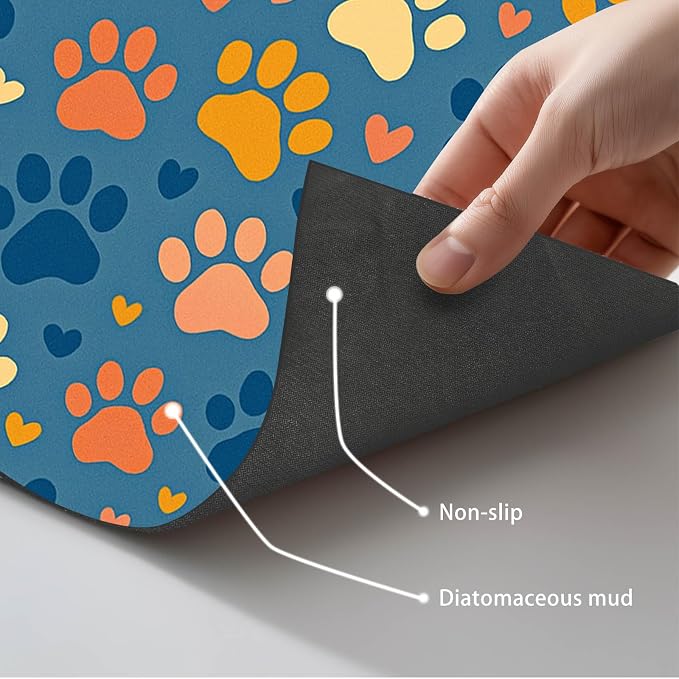 Colorful Dog Paw Print Pet Feeding Mat Spill-Proof Pets Food Mat - Image 5