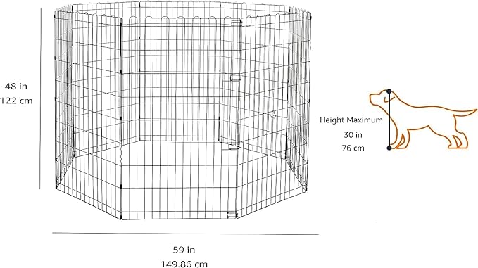 Amazon Basics Foldable Octagonal Metal Exercise Dog Playpen, Indoor/Outdoor - Image 2