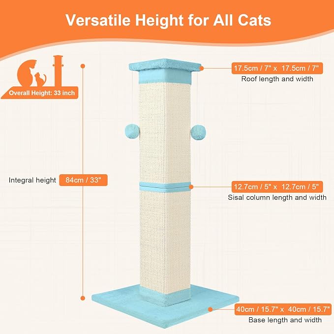 Cat Scratching Post 33 Inch Nature Sisal Cat Scratch Post - Image 2
