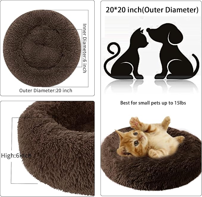 Dog Bed for Small Medium Large Dogs, 20 inch Calming Dogs Bed, Washable-Round - Image 4