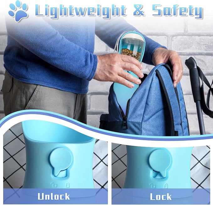 2-in-1 Dog Water Bottle Portable, Food Grade Travel Dog Bowls - Image 5