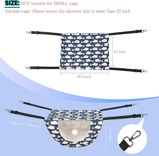 JSPYFITS Cat Cage Hammock with Ball, Double Layer Hanging Adjustable Soft Pet - Image 4