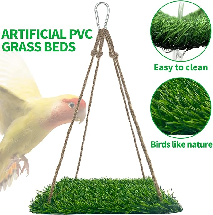 FlidRunest Large Bird Swing Toy, Bird Grass Mat Hammock Swing - Image 2