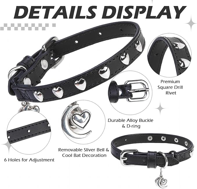 EXPAWLORER Leather Cat Collar for Girl Boy- Adjustable Pet Collar - Image 3