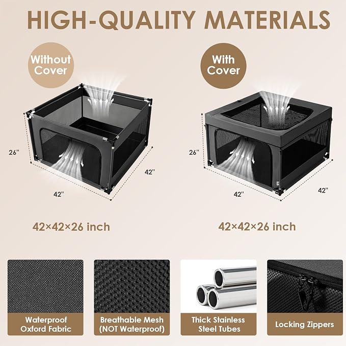 EHEYCIGA 42x42x26 Inches Puppy Playpen Without Top Cover - Image 3