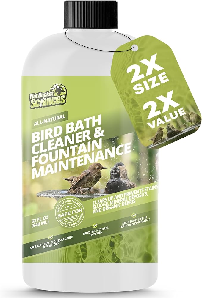 32oz Bird Bath Cleaner, Cleans 160 Gallons of Water, Ideal Fountain Cleaner Safe by Not+Rocket+Sciences