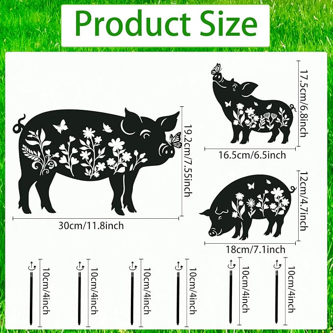 Pig Metal Garden Stakes Yard Decor, Lawn Ornaments - Image 2