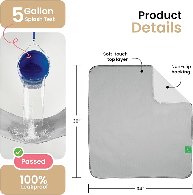 IMPROVIA® Washable Underpads, Heavy Absorbency Reusable Incontinence Pads - Image 3