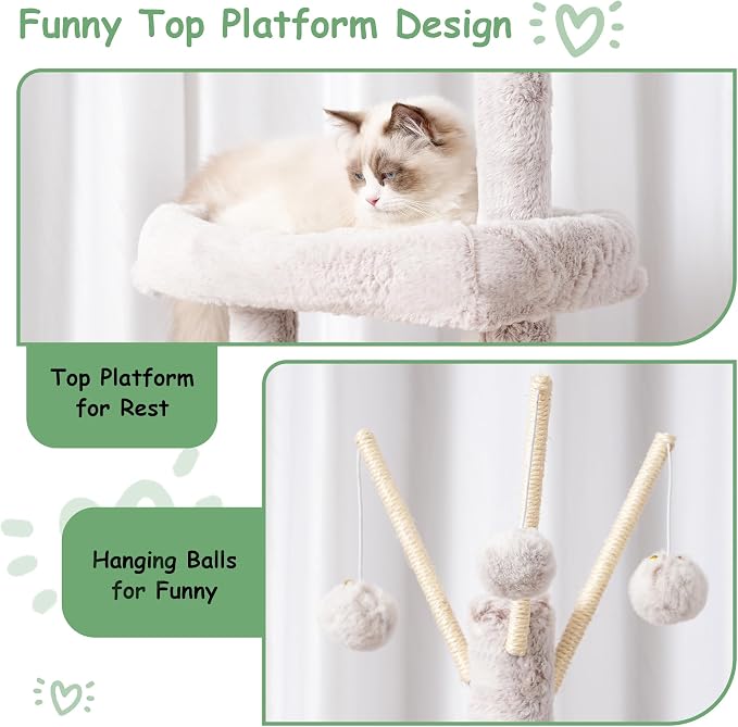 Cat Tree, Cat Condo with Cat Scratching Post and Board, Cat Hammock, Muchroom - Image 4