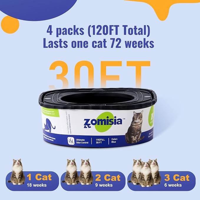 4 Pack Cat Litter Refill Bags, Non-See-Through Jumbo 120FT Cartridge Refill - Image 4