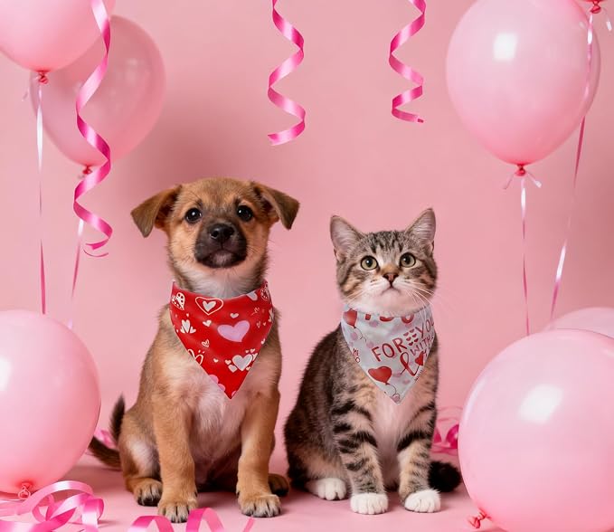 Valentine's & St. Patrick's Day Dog Bandana Set 2PCS-Small, Holiday Party - Image 5
