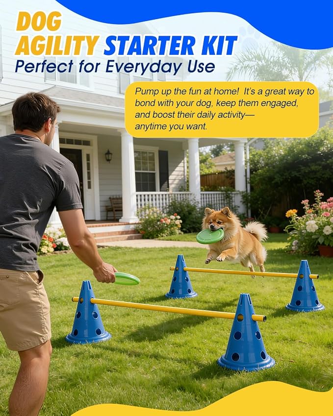 Dog Agility Hurdle Cone Set, Dog Agility Course Backyard Set - Image 2