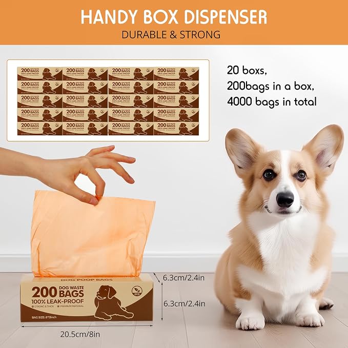 Sherr 20 Boxed Rolls 4000 Counts Dog Poop Bags Bulk Leak Proof Dog Waste Bags - Image 3