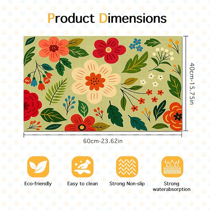 Non Slip Pet Feeding Mat with Floral Design - Image 6