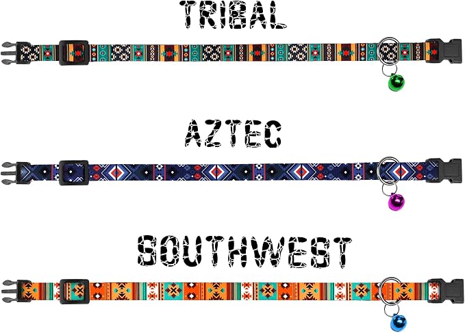 Cat Collar Breakaway 2PCS Adjustable Pattern Tribal Aztec Southwest Safety Pet - Image 3