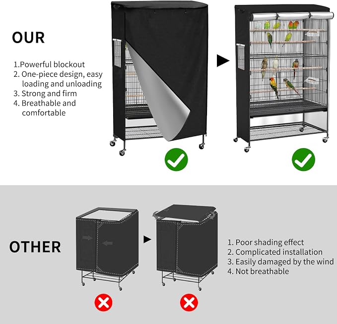 Roasivi Universal Large Birdcage Cover Black Out and Breathable Cages Cover - Image 6