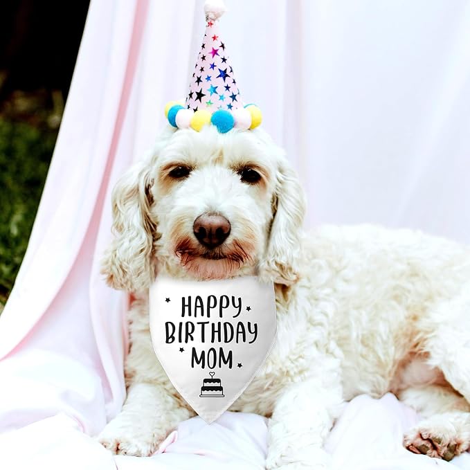 Happy Birthday Mom Dog Bandana Dog Funny White Happy Birthday Bandana - Image 4