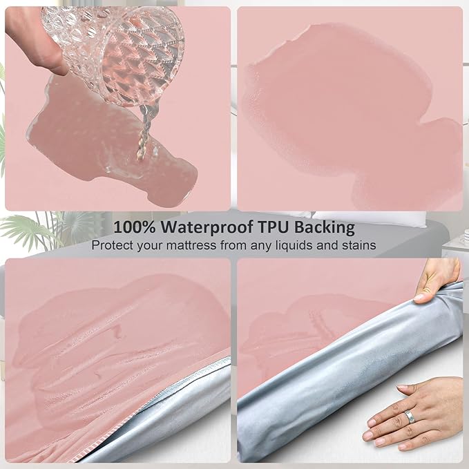Waterproof Mattress Protector Full, Fitted Sheet Style Breathable Mattress Cover - Image 3