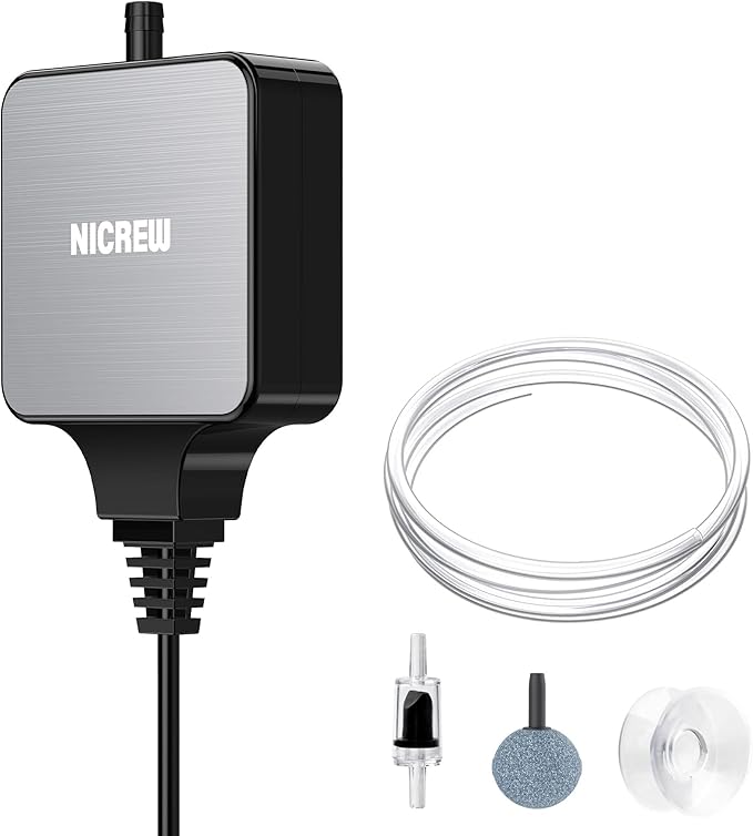 NICREW Nano Silent Aquarium Air Pump Black, Aquarium Aerator by NICREW