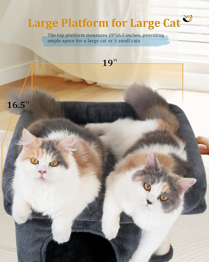24in Cat Tree Tower with Scratching Post, 19 * 16.5in Window Perch Bed - Image 2